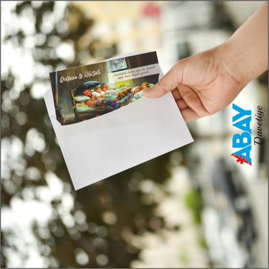 Klasik Beyaz Zarflı Davetiye TK1052