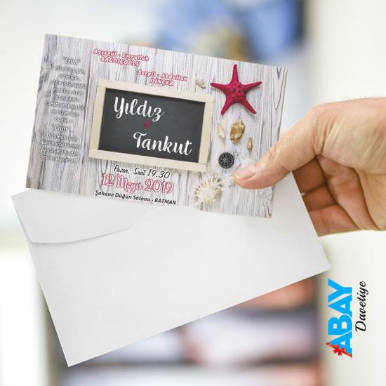 Klasik Beyaz Zarflı Davetiye TK1073