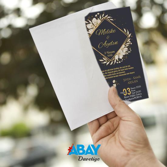 Klasik Beyaz Zarflı Davetiye TK1097