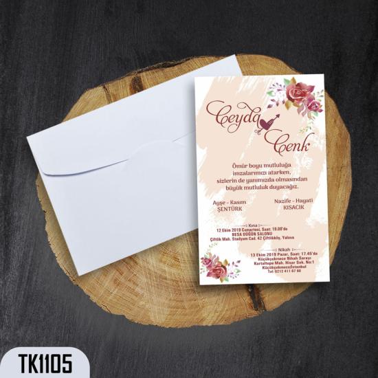 Klasik Beyaz Zarflı Davetiye TK1105