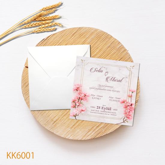 Klasik Kare Beyaz Zarflı Davetiye KK6001