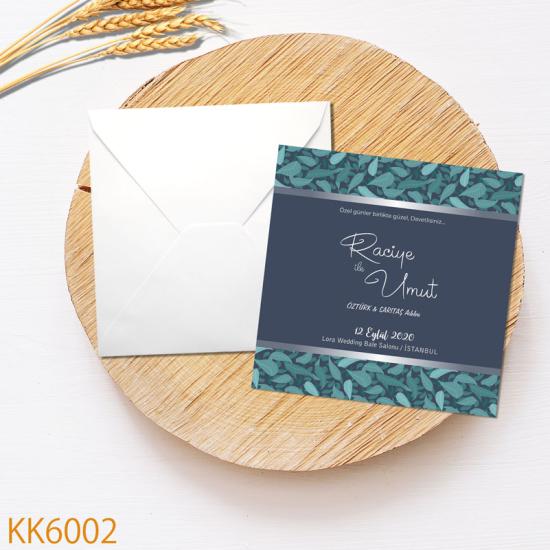 Klasik Kare Beyaz Zarflı Davetiye KK6002