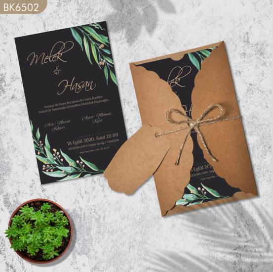 Dik Kraft Zarflı Renkli Davetiye BK6502