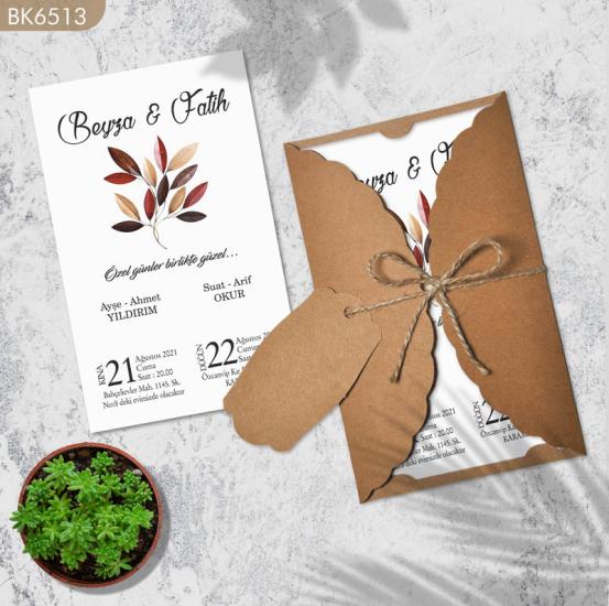 Dik Kraft Zarflı Renkli Davetiye BK6513