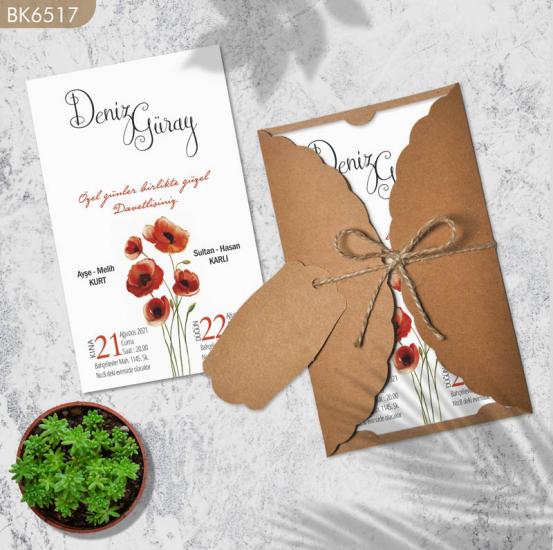 Dik Kraft Zarflı Renkli Davetiye BK6517