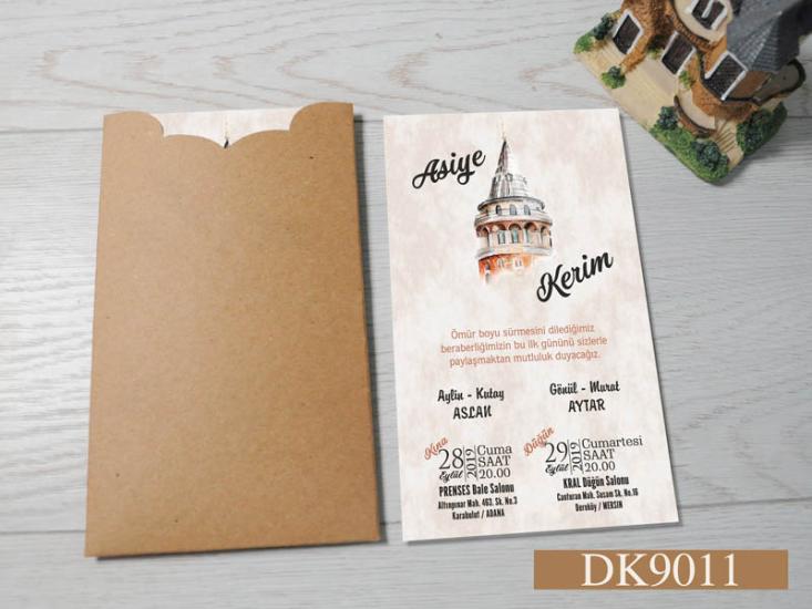 Dik Kraft Zarflı Renkli Davetiye DK9011