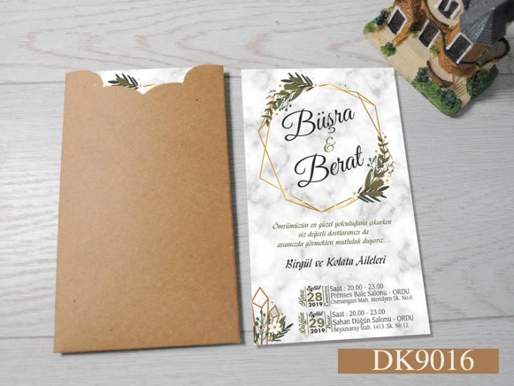 Dik Kraft Zarflı Renkli Davetiye DK9016