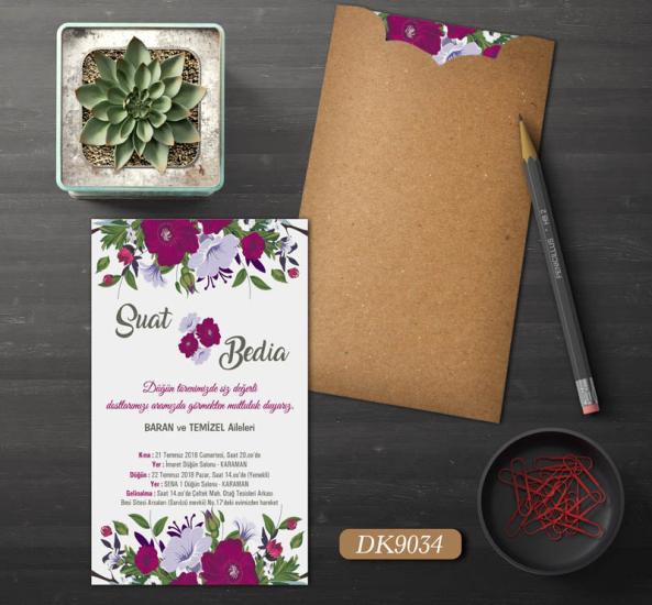 Dik Kraft Zarflı Renkli Davetiye DK9034