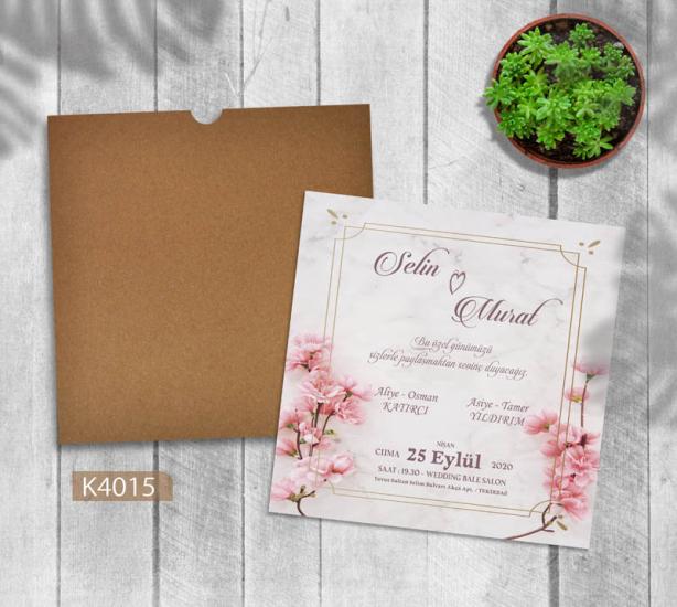 Kare Kraft Zarflı Renkli Davetiye K4015