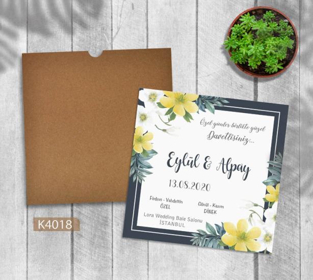 Kare Kraft Zarflı Renkli Davetiye K4018