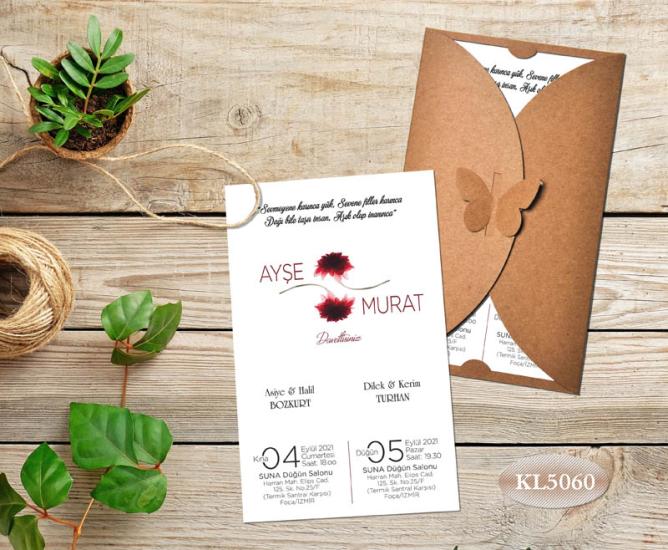 Dik Kraft Zarflı Renkli Davetiye KL5060