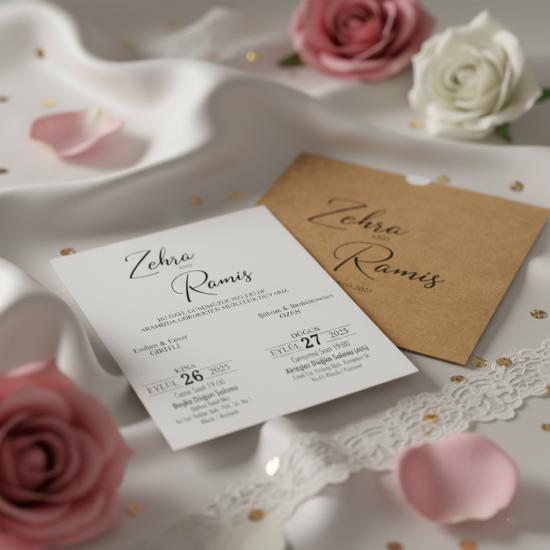 Kare Kraft Zarflı Tek Renkli Davetiye KKM107