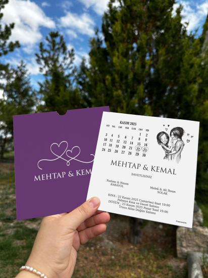 Kare Kraft Zarflı Tek Renkli Davetiye KKM110