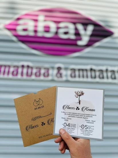 Kare Kraft Zarflı Renkli Davetiye KRKM103