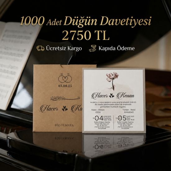Kare Kraft Zarflı Renkli Davetiye KRKM103