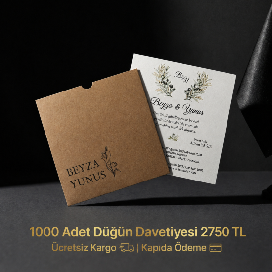 Kare Kraft Zarflı Renkli Davetiye KRKM112